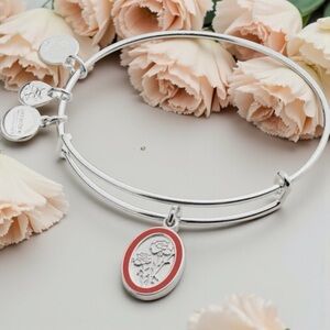 ♥️ALEX AND ANI♥️January Carnation Charm Bangle in Shiny Silver w/ Gift Box/NWOT